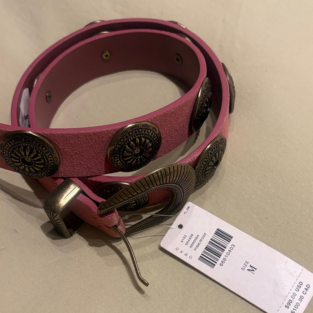 Anthropologie Pink Belt with Ornate Buckle